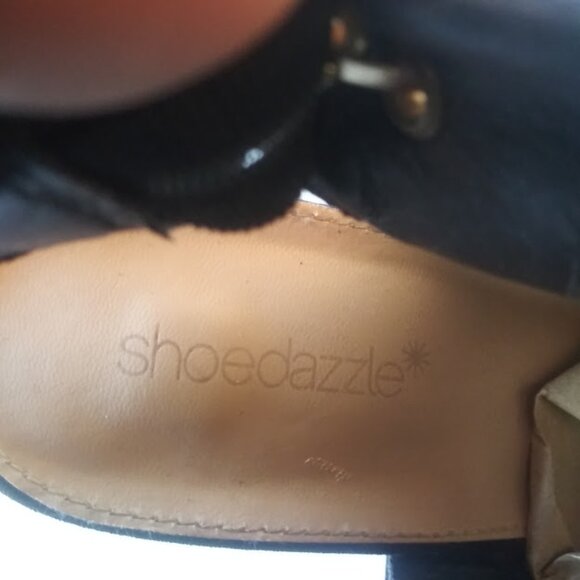 Shoe Dazzle Lucinda women's size 9.5 Black faux suede, open toe high heel shoes - Picture 8 of 16